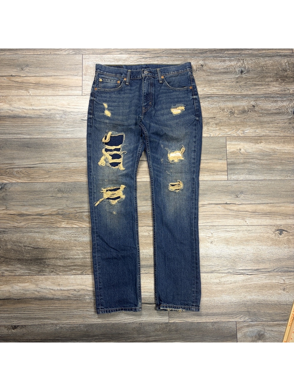 Archive Levi's 511 distressed slimfit blue jeans